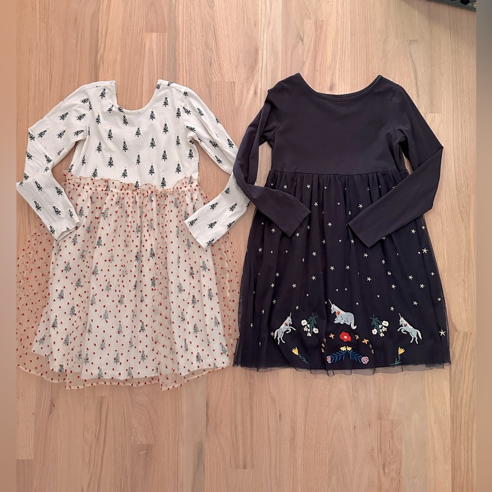 Two Hanna Andersson Holiday Dresses Size 8